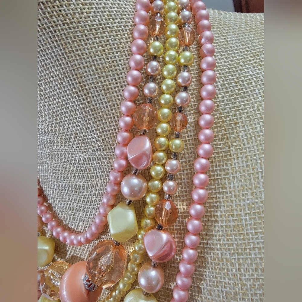 Japan Multi Strand Pastel Beaded Vintage Necklace - Picture 3 of 6